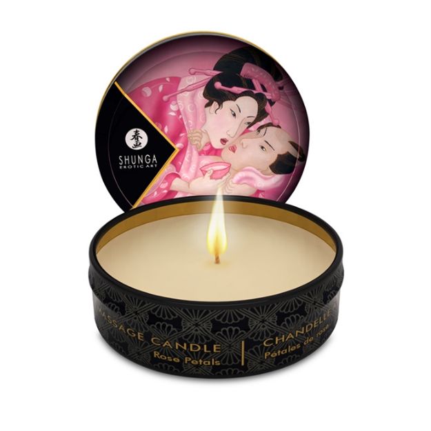 Image de SHUNGA MINI CHANDELLE A MASSAGE PETALES DE ROSE