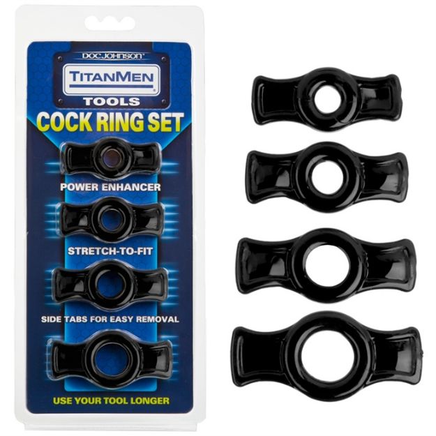 Image de TITANMEN TOOLS COCK RING SET NOIR