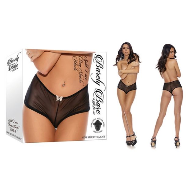 Image de Split Lace Boy Shorts - Black